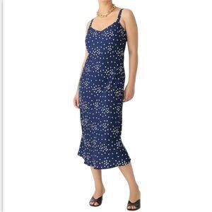 J. Crew | Gwyneth V-neck Cupro Blend Midi Slip Dress Tiny Blooms Floral Size 2